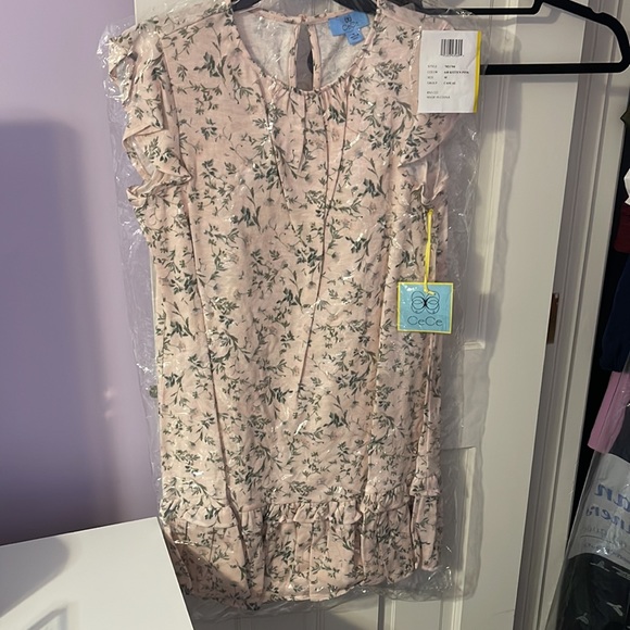 NWT CeCe Wildflower Meadow Ruffle Jersey Dress In Kitten Pink size Medium - Picture 2 of 3